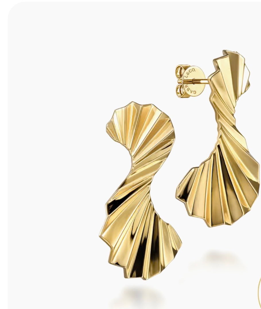 Gabriel & Co Diamond Cut - 14K Yellow Gold Diamond Cut Texture Free Form Drop Earrings EG14857Y4JJJ