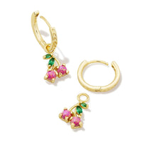 Load image into Gallery viewer, KENDRA SCOTT Cherry Gold Huggie Earrings in Berry Kyocera Opal 9608866471