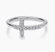 Load image into Gallery viewer, GABRIEL&amp;Co-14K White Gold Sideways Diamond Cross Ring
LR50221W45JJ