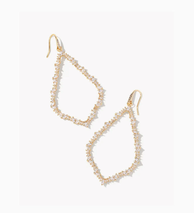 KENDRA SCOTT Sophee Gold Crystal Open Frame Earrings in White Crystal 9608865705