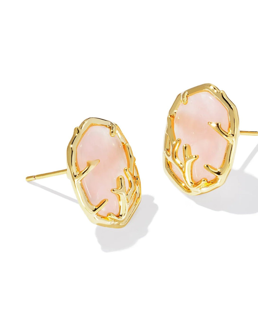 KENDRA SCOTT- Daphne Coral Frame Stud Earrings Gold Rose Quartz 9608867000