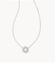 Load image into Gallery viewer, KENDRA SCOTT Snowflake Silver Short Pendant Necklace in White Kyocera Opal 9608875503