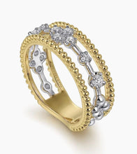 Load image into Gallery viewer, GABRIEL&amp;Co. 14K White and Yellow Gold Bujukan Diamond Easy Stackable Ladies Ring
LR52568M45JJ