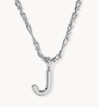 Load image into Gallery viewer, KENDRA SCOTT Bubble Letter J Silver Short Pendant Necklace 9608805604
