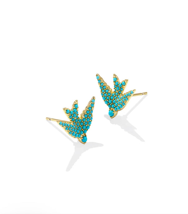 KENDRA SCOTT MELODY BIRD STUD EARRINGS GOLD TEAL CRYSTAL 9608873079