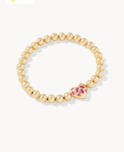 Load image into Gallery viewer, KENDRA SCOTT Holland Gold Heart Stretch Bracelet in Pink Crystal 9608875276