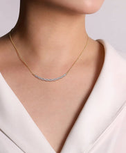 Load image into Gallery viewer, Gabriel &amp; Co-14K White and Yellow Gold Diamond Bujukan Twisted Bar Necklace NK7523M45JJ