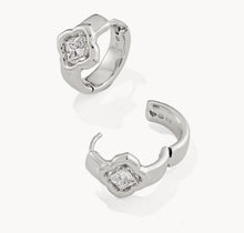 Load image into Gallery viewer, Kendra Scott-Mallory Crystal Silver Huggie Earrings 9608805661