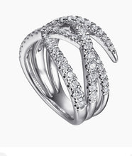 Load image into Gallery viewer, GABRIEL &amp; Co.-14K White Gold Graduating Diamond Spike Criss Cross Ring LR52810W45JJ