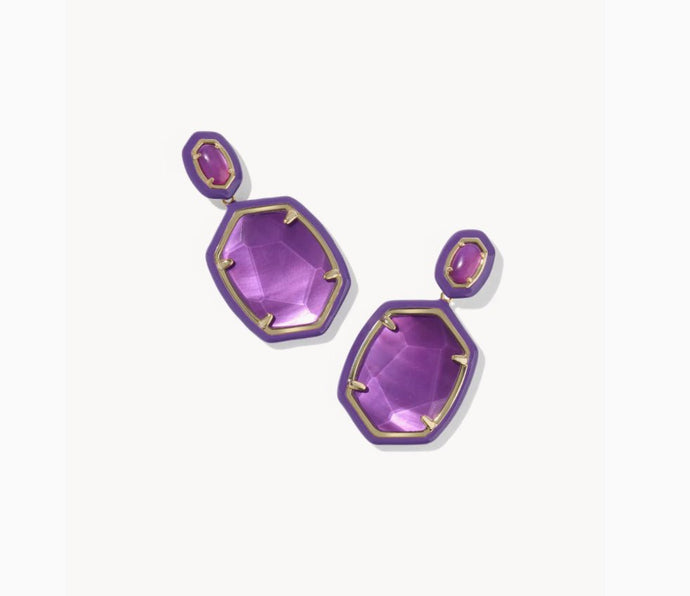 Kendra Scott-Daphne Enamel Frame Gold Drop Earrings in Purple Mother-of-Pearl 9608876149