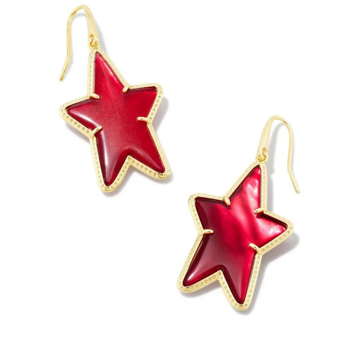 Kendra Scott-ADA GOLD STAR DROP EARRINGS IN CRANBERRY ILLUSION 9608863107