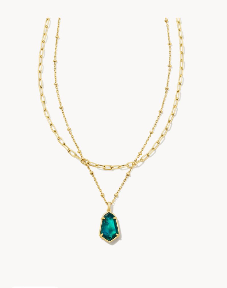 Kendra Scott-Alexandria Gold Multi Strand Necklace in Teal Green Illus ...