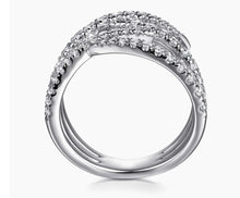 Load image into Gallery viewer, GABRIEL &amp; Co.-14K White Gold Graduating Diamond Spike Criss Cross Ring LR52810W45JJ