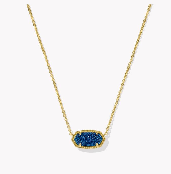 KENDRA SCOTT Elisa Gold Short Pendant Necklace in Blue Drusy 4217710683