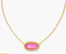 Load image into Gallery viewer, Kendra Scott-Elisa Gold Ridge Frame Short Pendant Necklace in Azalea  9608865132