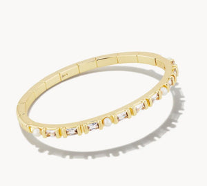 Kendra Scott-Gracie Gold Bangle Bracelet in White Mix 9608862596 M/L