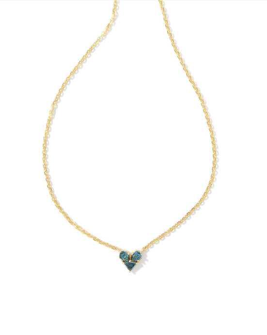Kendra Scott-Katy Gold Metal Heart Short Pendant Necklace in Teal Glass 9608862963