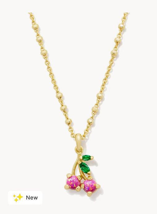 Kendra Scott-Cherry Gold Short Pendant Necklace in Berry Kyocera Opal 9608864315