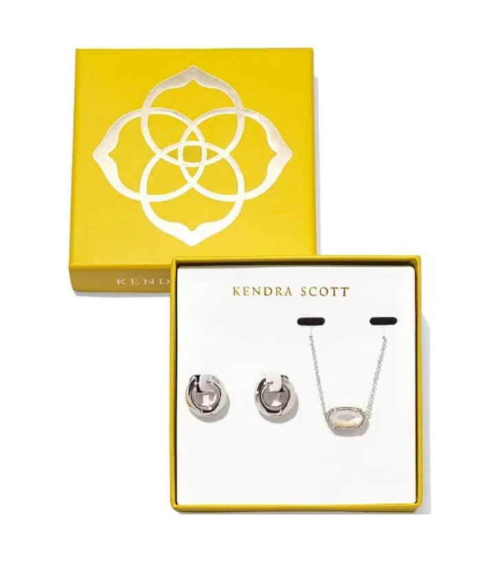 KENDRA SCOTT- Elisa Mikki Gift Set in Rhodium Ivory Mother of Pearl 9608872180