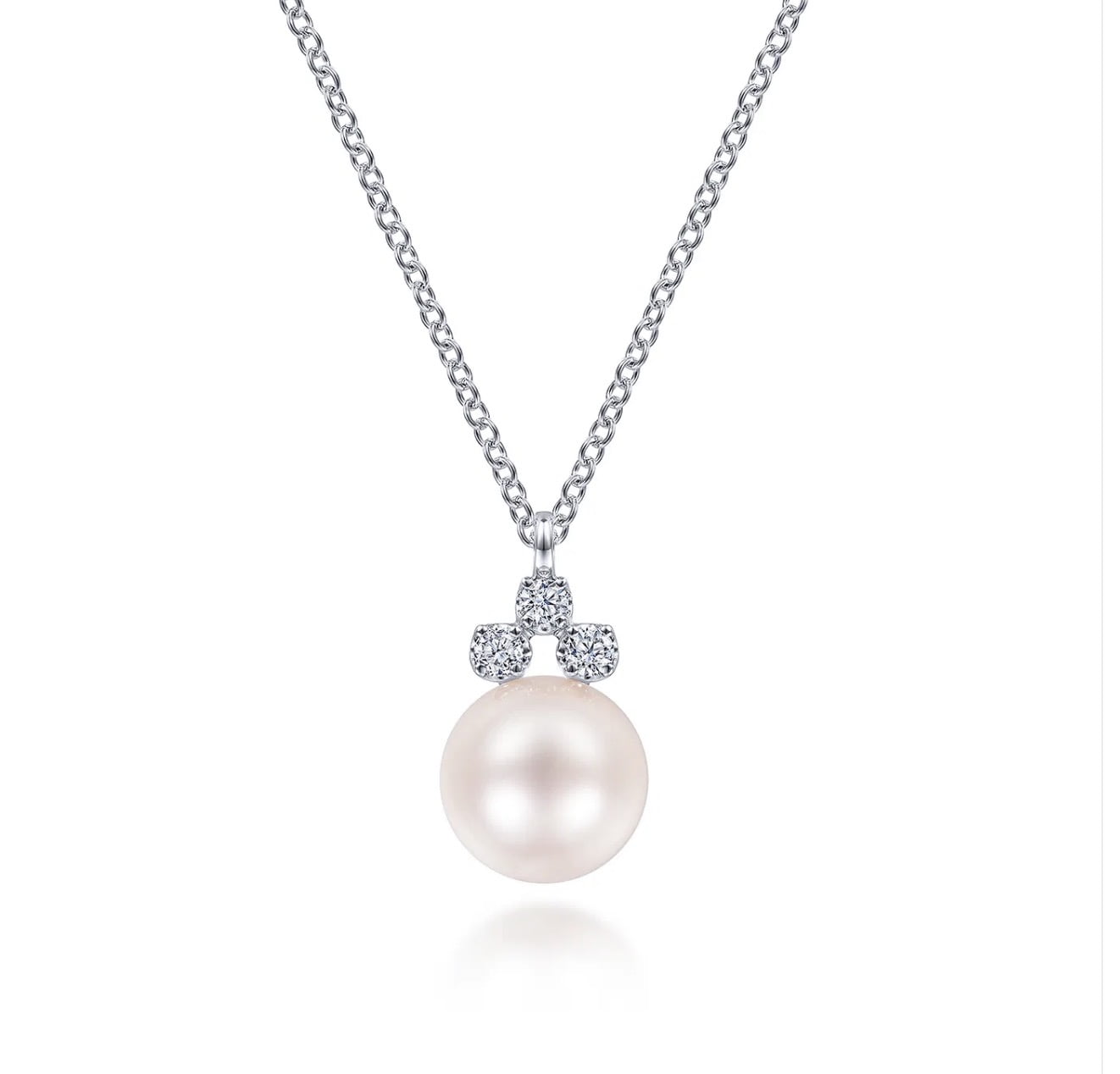 Gabriel & Co-14K White Gold Diamond and Pearl Pendant Necklace NK6494W45PL