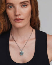 Load image into Gallery viewer, Kendra Scott-Tiger Striped Daphne Vintage Silver Small Long Pendant Necklace in Blue Marble 9608805506