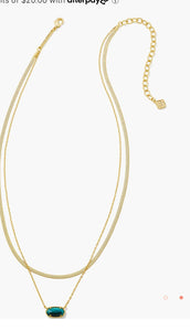 Kendra Scott-Grayson Herringbone Gold Multi Strand Necklace in Teal Tiger's 9608857335