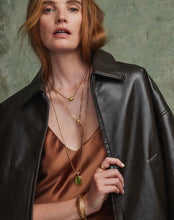 Load image into Gallery viewer, Kendra Scott-Tiger Striped Daphne Vintage Gold Small Long Pendant Necklace in Chartreuse Green Mother-of-Pearl 9608805504