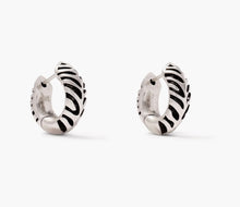 Load image into Gallery viewer, Kendra Scott-Tiger Striped Mikki Vintage Silver Huggie Earrings 9608805538