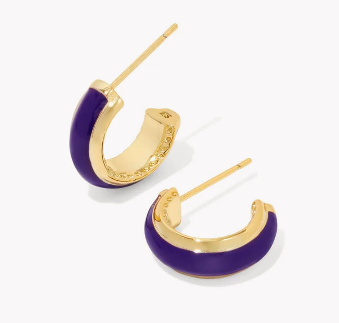 KENDRA SCOTT Ainsley Gold Huggie Earrings in Purple Enamel 9608867821