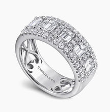 Load image into Gallery viewer, GABRIEL&amp;Co-Wide 14K White Gold Emerald Cut Fancy Diamond Anniversary Band - 1.75 ct
AN12426W44JJ