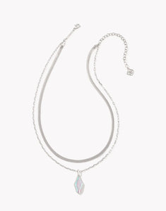 KENDRA SCOTT Evelyn Silver Multi Strand Necklace in Rock Crystal Dichroic 9608871130