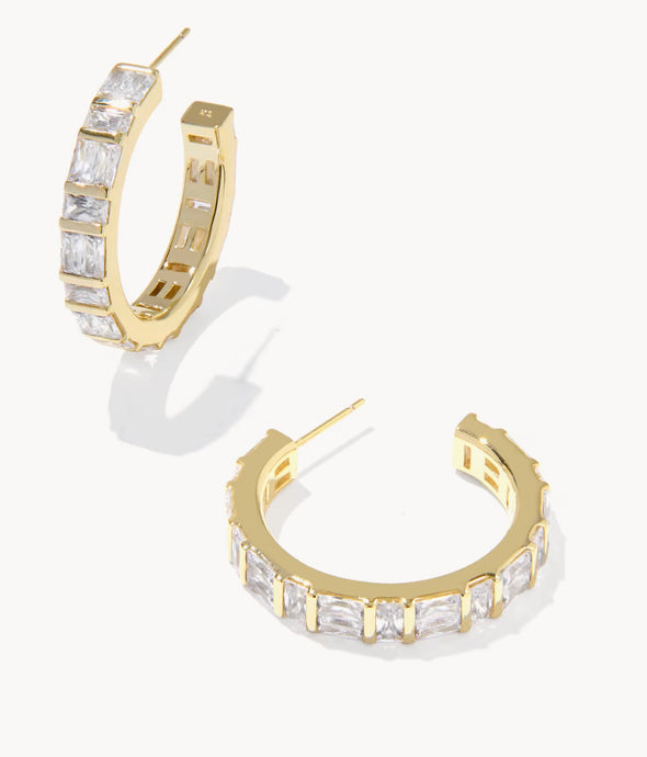 Kendra Scott-Jamie Gold Hoop Earrings in White CZ 9608876919