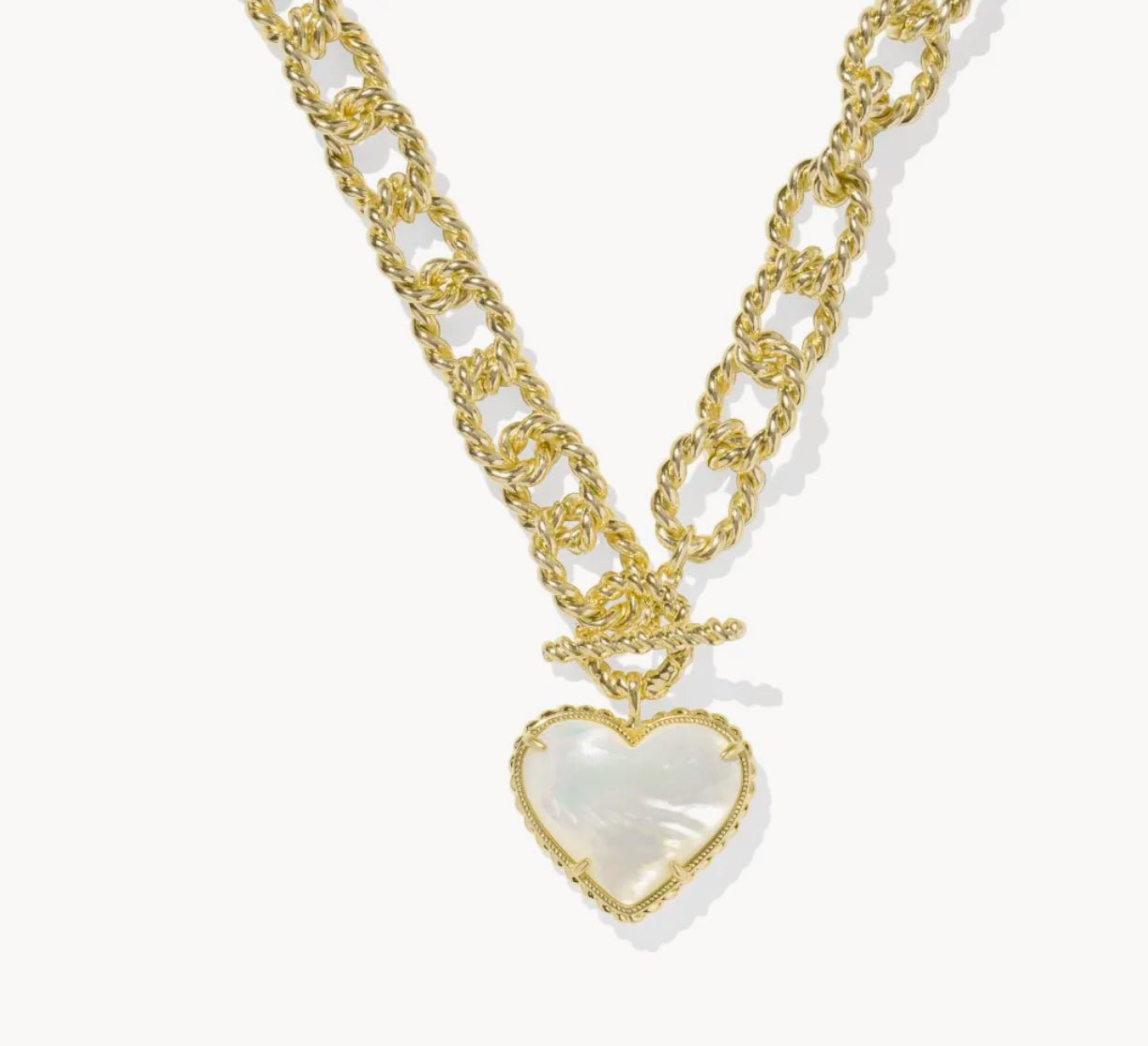 Kendra Scott-Haisley Heart Gold Statement Necklace in Ivory Mother - Main Image