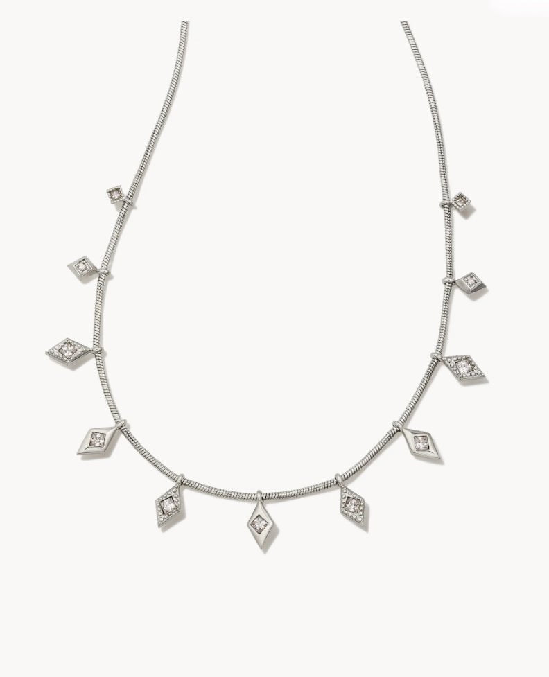 Kendra Scott-Kinsley Silver Strand Necklace in White Crystal 960885115