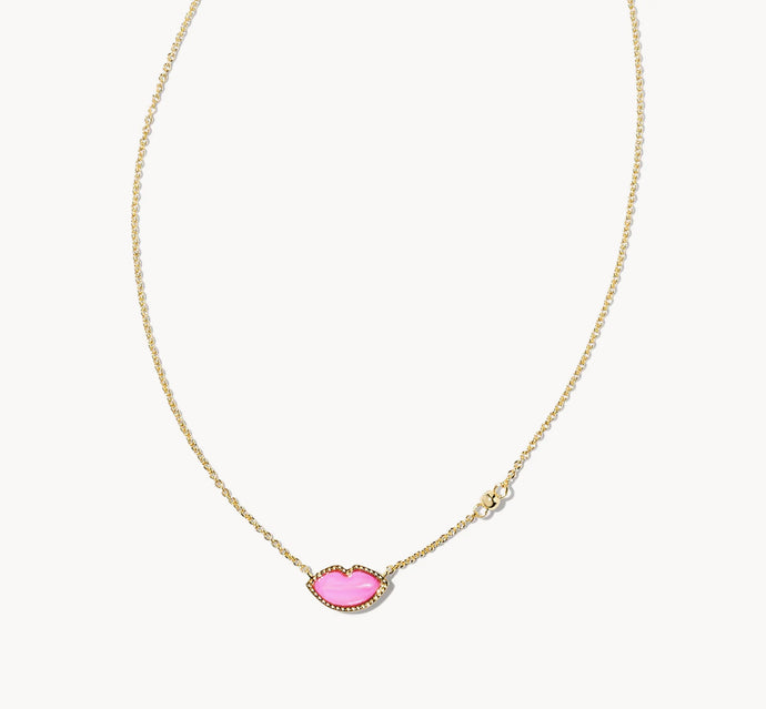 Kendra Scott-Lips Gold Pendant Necklace in Hot Pink Mother-of-Pearl 9608862528