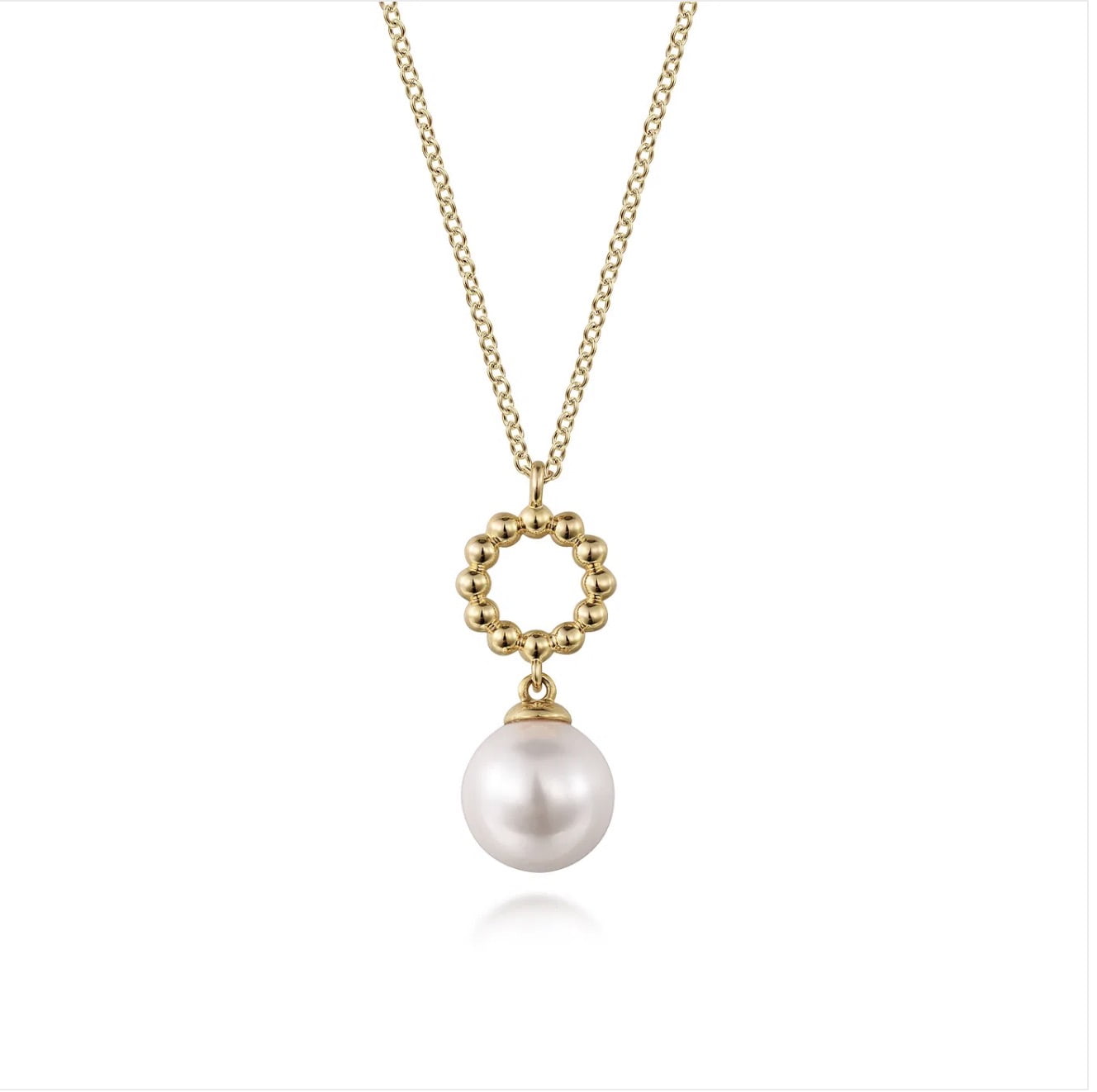 Gabriel & Co-14K Yellow Gold Fresh Water Pearl Bujukan Drop Necklace NK7289Y4JPL