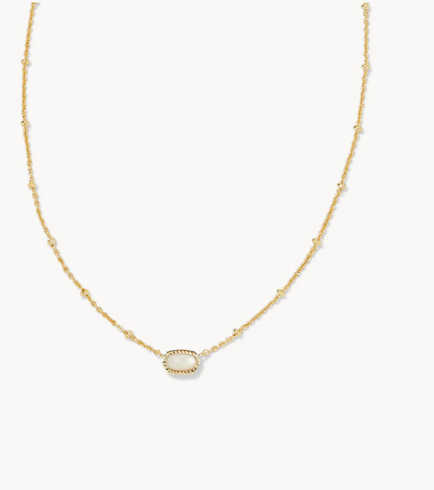 Kendra Scott-Boxed Mini Elisa Gold Satellite Short Pendant Necklace in Ivory Mother-of-Pearl 9608876966