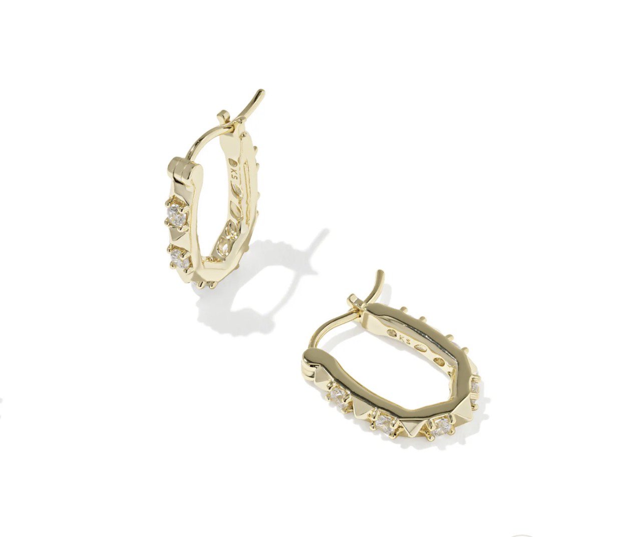 KENDRA SCOTT fate huggie earrings gold metal white cz 9608806837