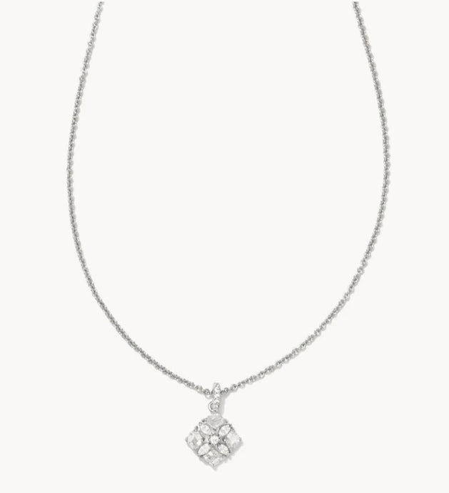 Kendra Scott-Dira Silver Crystal Short Pendant Necklace in White Crystal 9608865925