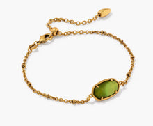 Load image into Gallery viewer, Kendra Scott-Tiger Striped Elaina Vintage Gold Delicate Chain Bracelet in Chartreuse Green Mother-of-Pearl 9608805499