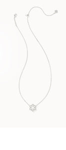 KENDRA SCOTT Snowflake Silver Short Pendant Necklace in White Kyocera Opal 9608875503