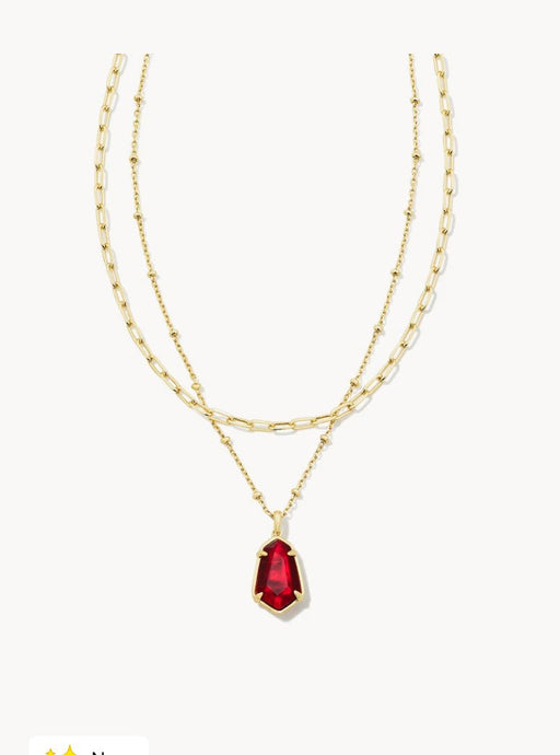 Kendra Scott-Alexandria Gold Multi Strand Necklace in Cranberry Illusion 9608862659