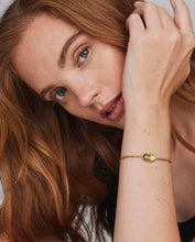 Load image into Gallery viewer, Kendra Scott-Tiger Striped Elaina Vintage Gold Delicate Chain Bracelet in Chartreuse Green Mother-of-Pearl 9608805499