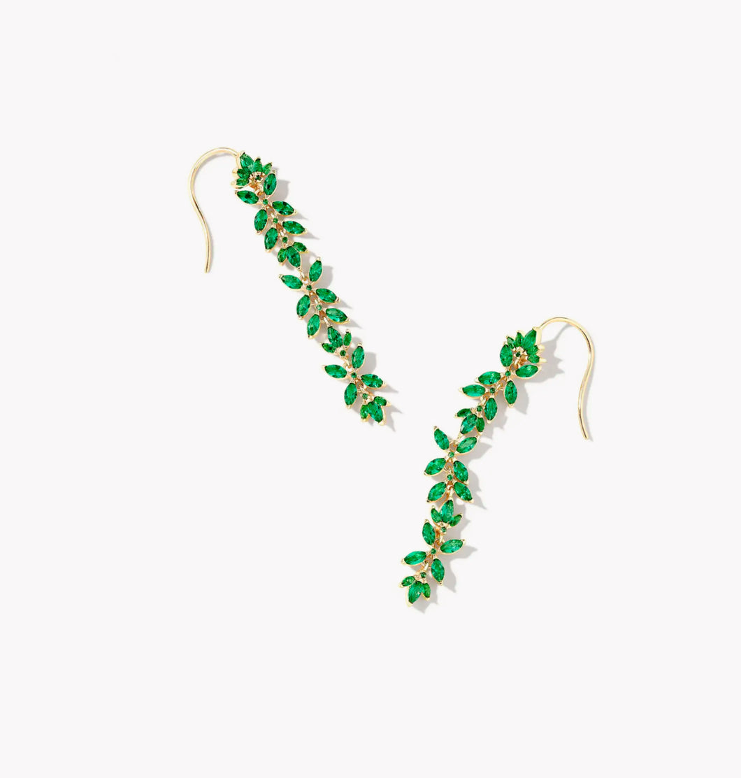 KENDRA SCOTT Rosalie Gold Linear Earrings in Green Crystal 9608869564