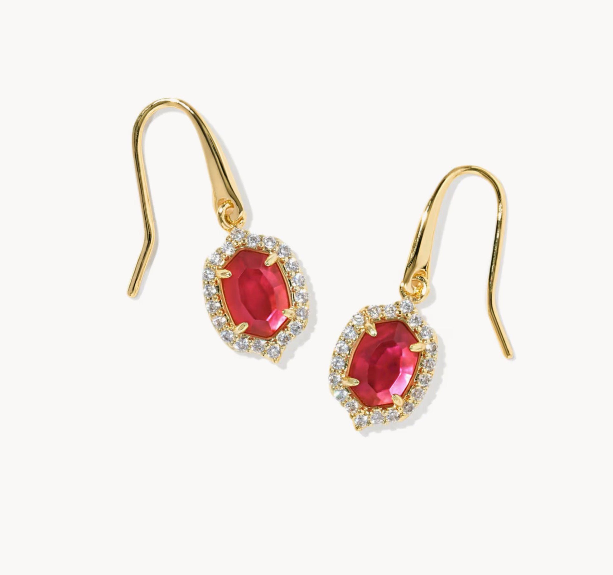 Kendra Scott-Daphne Crystal Frame Gold in Dark Pink Illusion Drop Earrings 9608806767