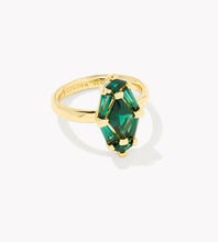 Load image into Gallery viewer, Kendra Scott-Lindy Rae Elyse Gold Metal Cocktail Ring in Green Crystal 9608875124 Sz: 6