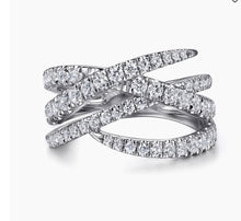 Load image into Gallery viewer, GABRIEL &amp; Co.-14K White Gold Graduating Diamond Spike Criss Cross Ring LR52810W45JJ