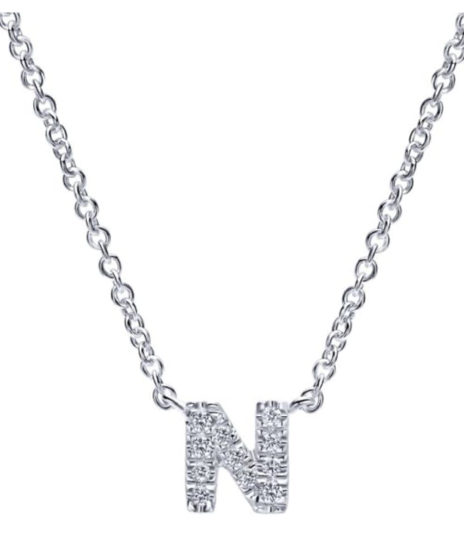 Gabriel & Co-14K White GoldDiamond A Initial Pendant Necklace NK4577N-W45JJ