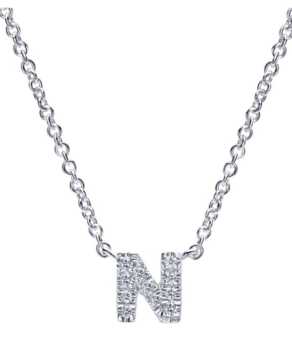 Gabriel & Co-14K White GoldDiamond A Initial Pendant Necklace NK4577N-W45JJ