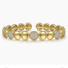 Load image into Gallery viewer, GABRIEL&amp;Co-14K Yellow Gold Diamond Cluster Cuff Bangle
BG4937-62Y45JJ￼